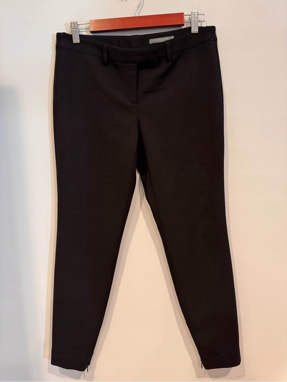 Alexander McQueen Black Stretch Wool Tailored Ankle-Zip Slim Trousers Pants